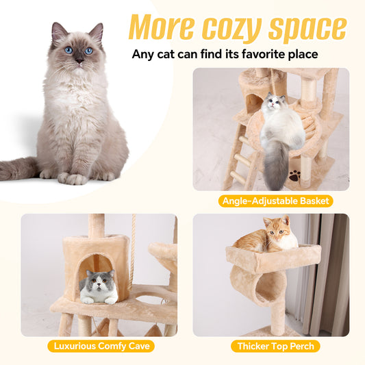 Multi-Level Indoor Cat Tower for Climbing - Pawsitive Cuddles