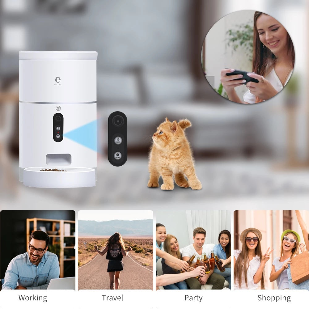 Smart Automatic Pet Feeder with HD Camera - Pawsitive Cuddles