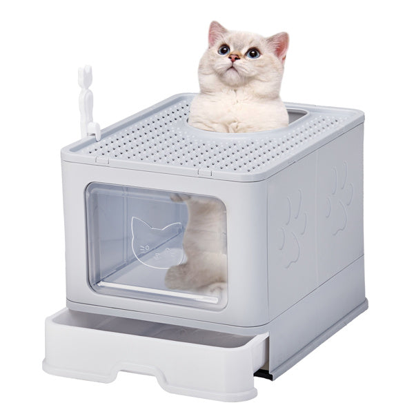 Modern Grey Cat Litter Box - Pawsitive Cuddles