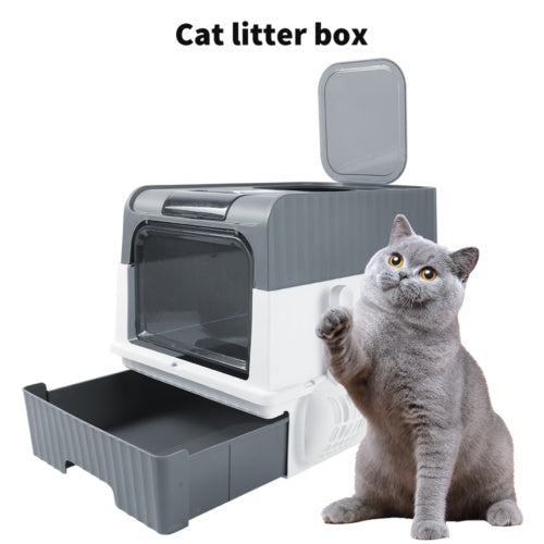Large Grey Cat Litter Box with Drawer - Pawsitive Cuddles