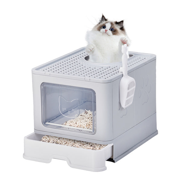 Modern Grey Cat Litter Box - Pawsitive Cuddles