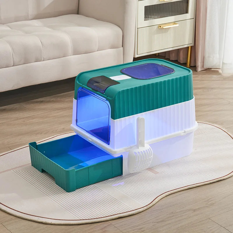 Fully Enclosed Litter Box with UV Sterilization & Deodorization - Pawsitive Cuddles