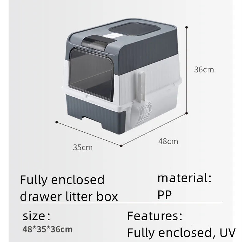 Fully Enclosed Litter Box with UV Sterilization & Deodorization - Pawsitive Cuddles