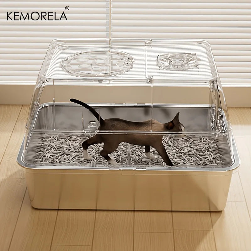 KEMORELA XL Stainless Steel Cat Litter Box - Pawsitive Cuddles