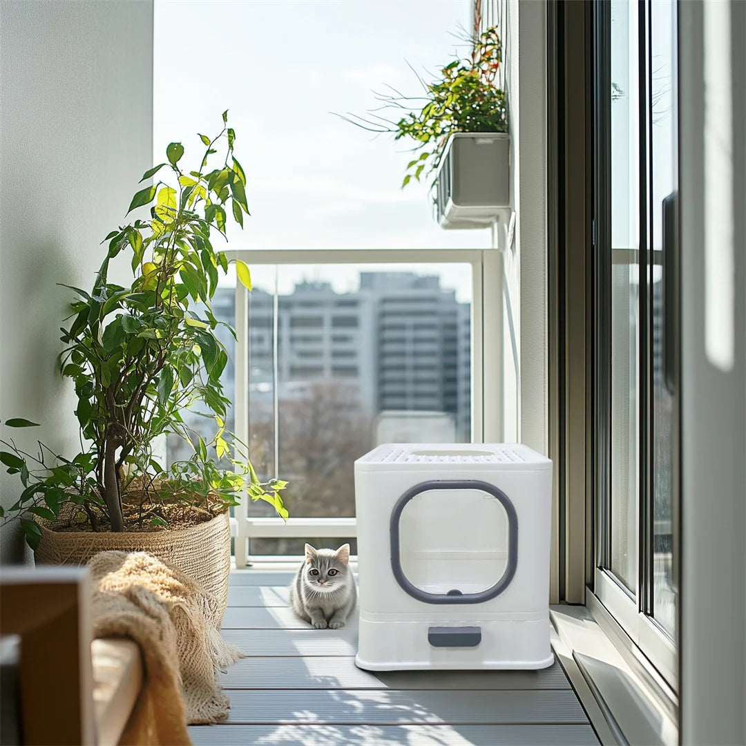 Cat Litter Tray Box: Foldable Top Entry - Pawsitive Cuddles