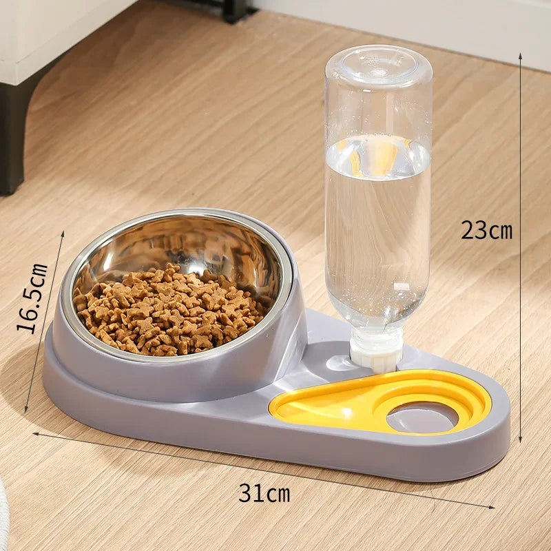 Double Cat Bowl Feeder – Large Capacity Food & Water Dispenser - Pawsitive Cuddles