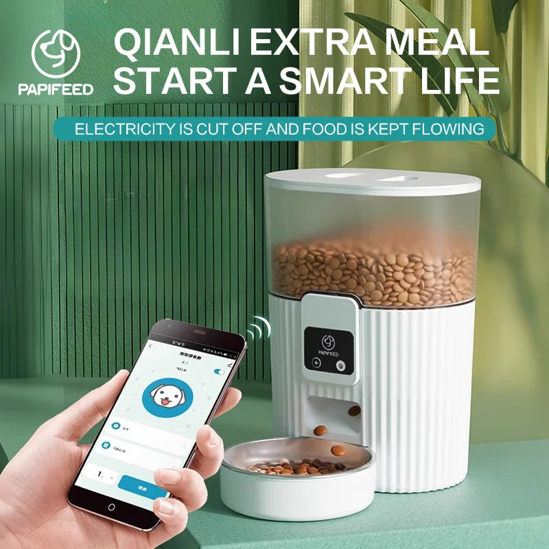 Cat / dog feeding machine with wifi remote smart food dispenser - Pawsitive Cuddles