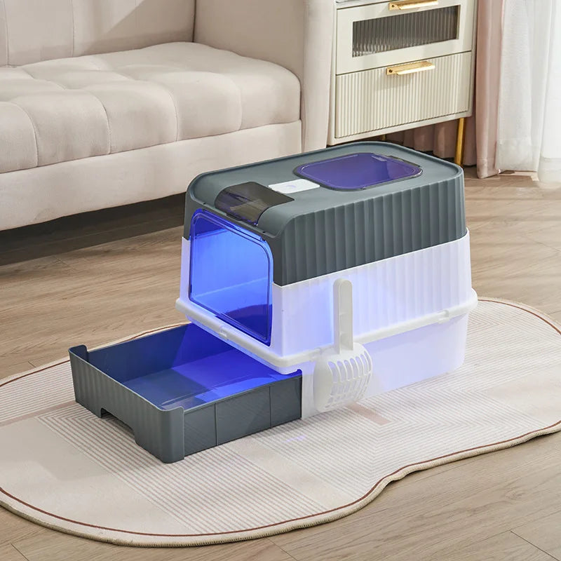 Fully Enclosed Litter Box with UV Sterilization & Deodorization - Pawsitive Cuddles