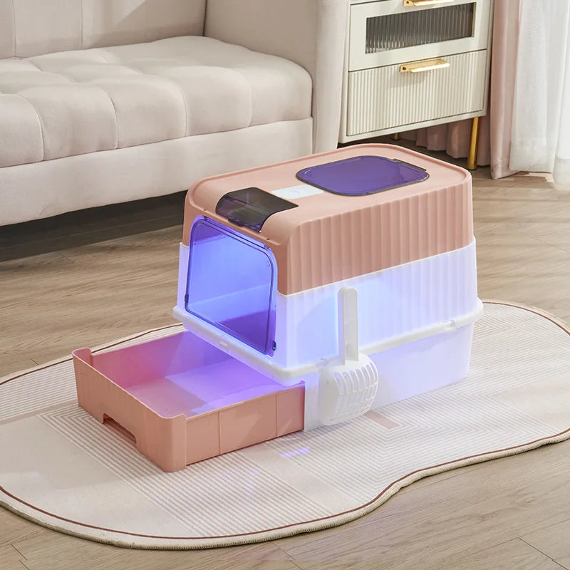 Fully Enclosed Litter Box with UV Sterilization & Deodorization - Pawsitive Cuddles