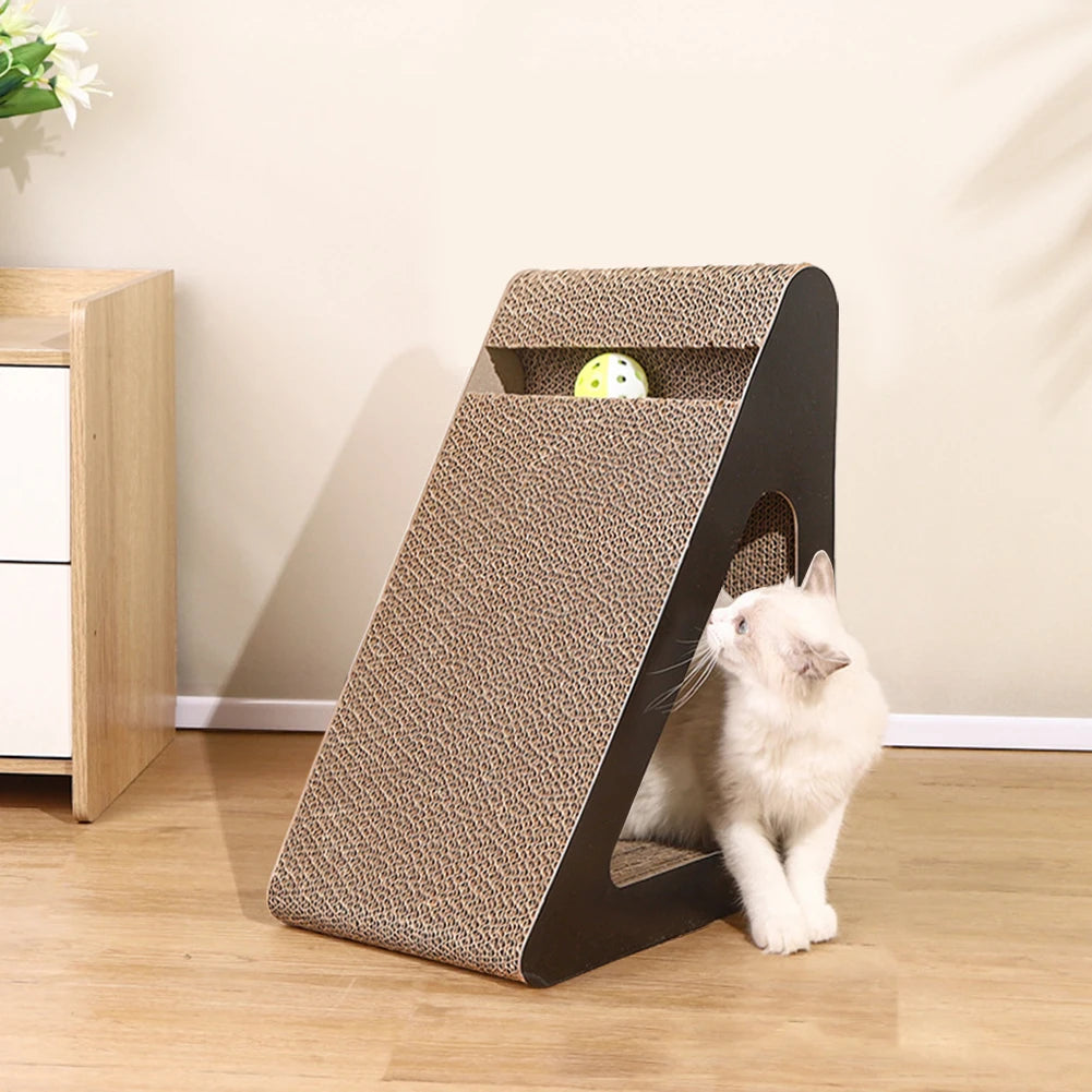 2-in-1 Triangle Cat Scratcher - Pawsitive Cuddles