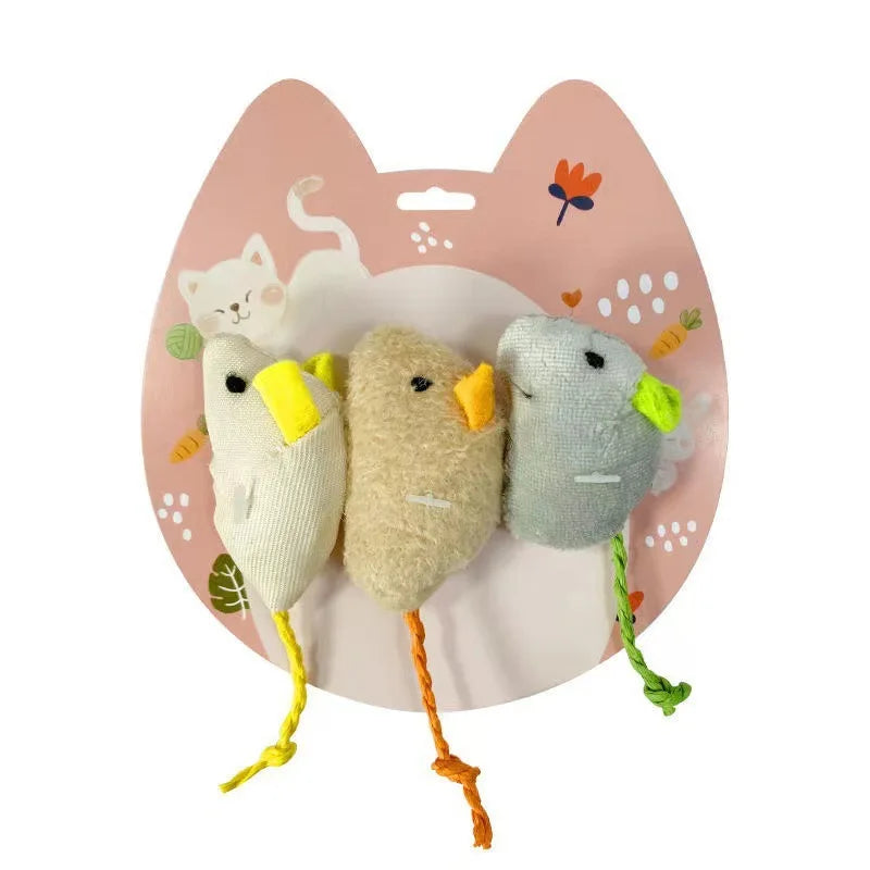 3pcs Plush Simulation Mouse Cat Toy - Pawsitive Cuddles