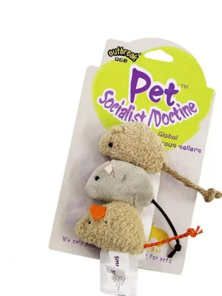 3pcs Plush Simulation Mouse Cat Toy - Pawsitive Cuddles