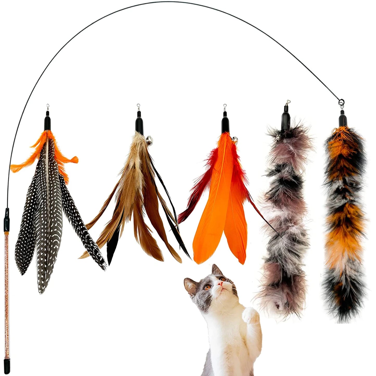 Interactive Cat Wand & Feather Toy - Pawsitive Cuddles