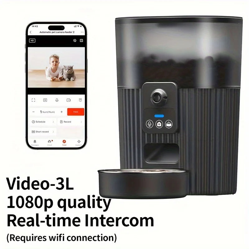 Cat / dog feeding machine with wifi remote smart food dispenser - Pawsitive Cuddles