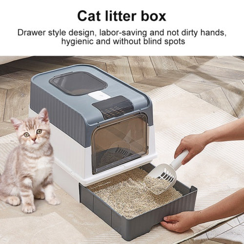 Large Grey Cat Litter Box with Drawer - Pawsitive Cuddles