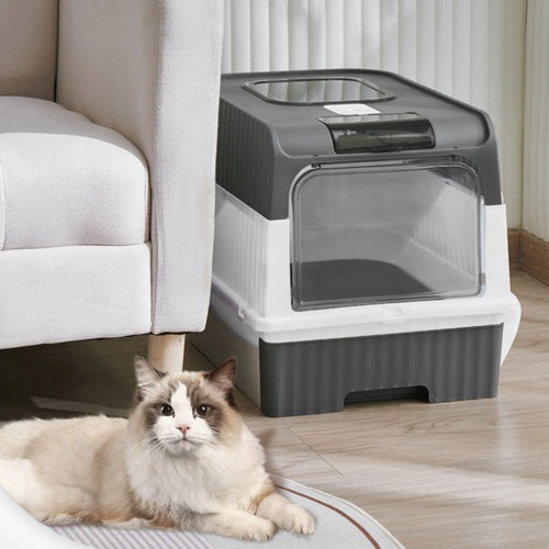 Large Grey Cat Litter Box with Drawer - Pawsitive Cuddles