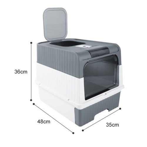 Large Grey Cat Litter Box with Drawer - Pawsitive Cuddles