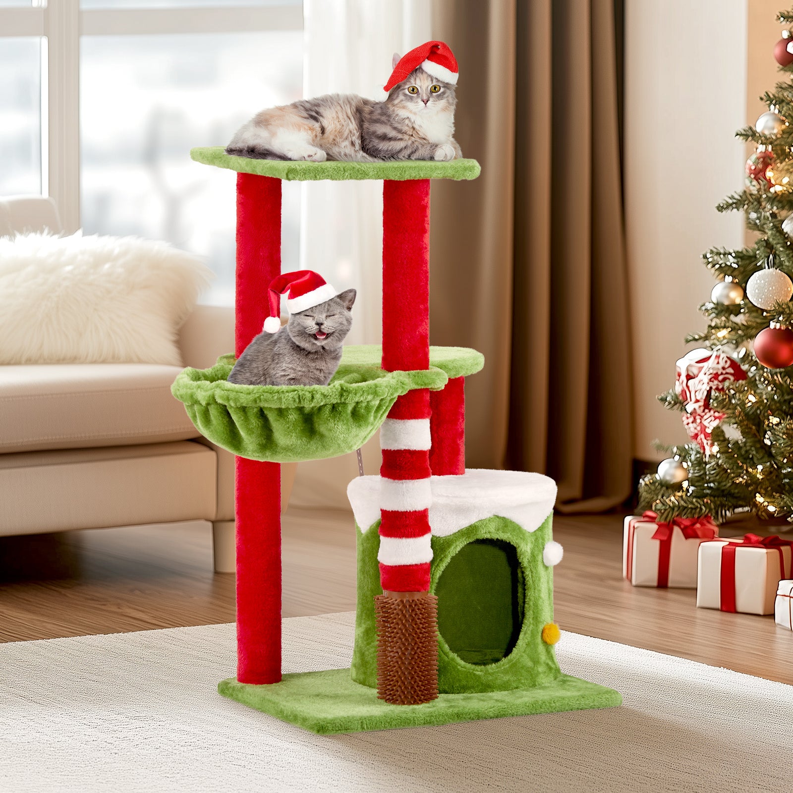 2-Level Cat House with Hammock - Pawsitive Cuddles