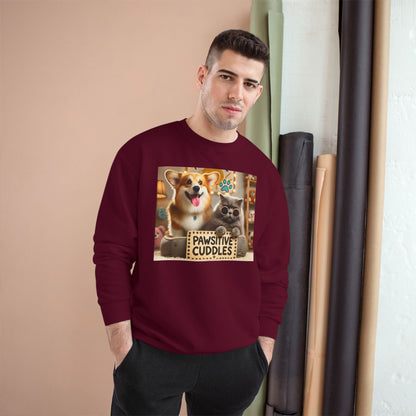 Pawsitive Cuddles Champion Sweatshirt - Cute Pet Lovers Gift, Cozy Dog Cat Apparel, Animal Lover's Hoodie, Pet-Themed Sweatshirt, [...] Printify
