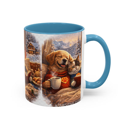 Cozy Winter Pets Coffee Mug — Dog & Cat Hot Cocoa Scenic 11/15oz
