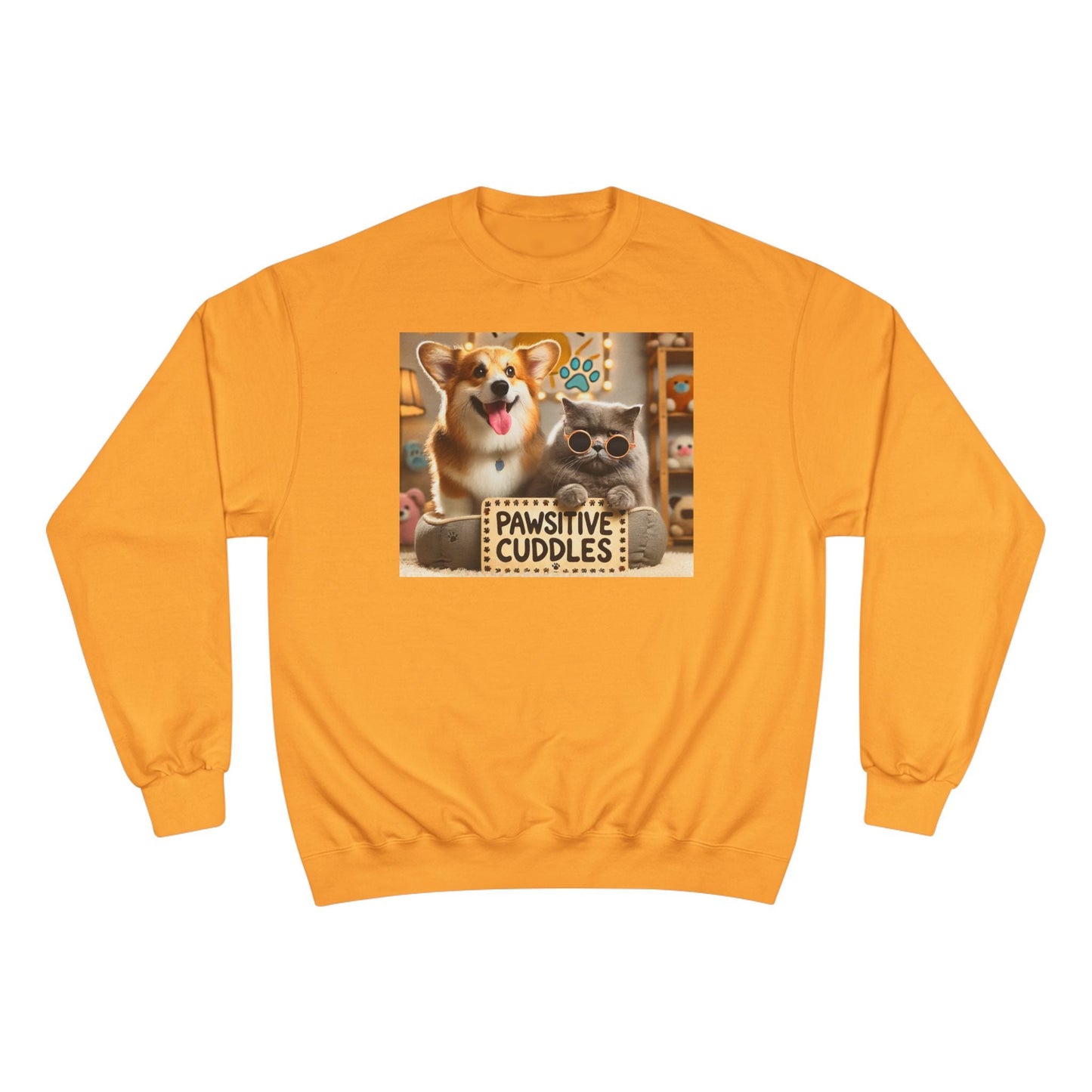 Pawsitive Cuddles Champion Sweatshirt - Cute Pet Lovers Gift, Cozy Dog Cat Apparel, Animal Lover's Hoodie, Pet-Themed Sweatshirt, [...] Printify