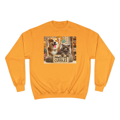 Pawsitive Cuddles Champion Sweatshirt - Cute Pet Lovers Gift, Cozy Dog Cat Apparel, Animal Lover's Hoodie, Pet-Themed Sweatshirt, [...] Printify