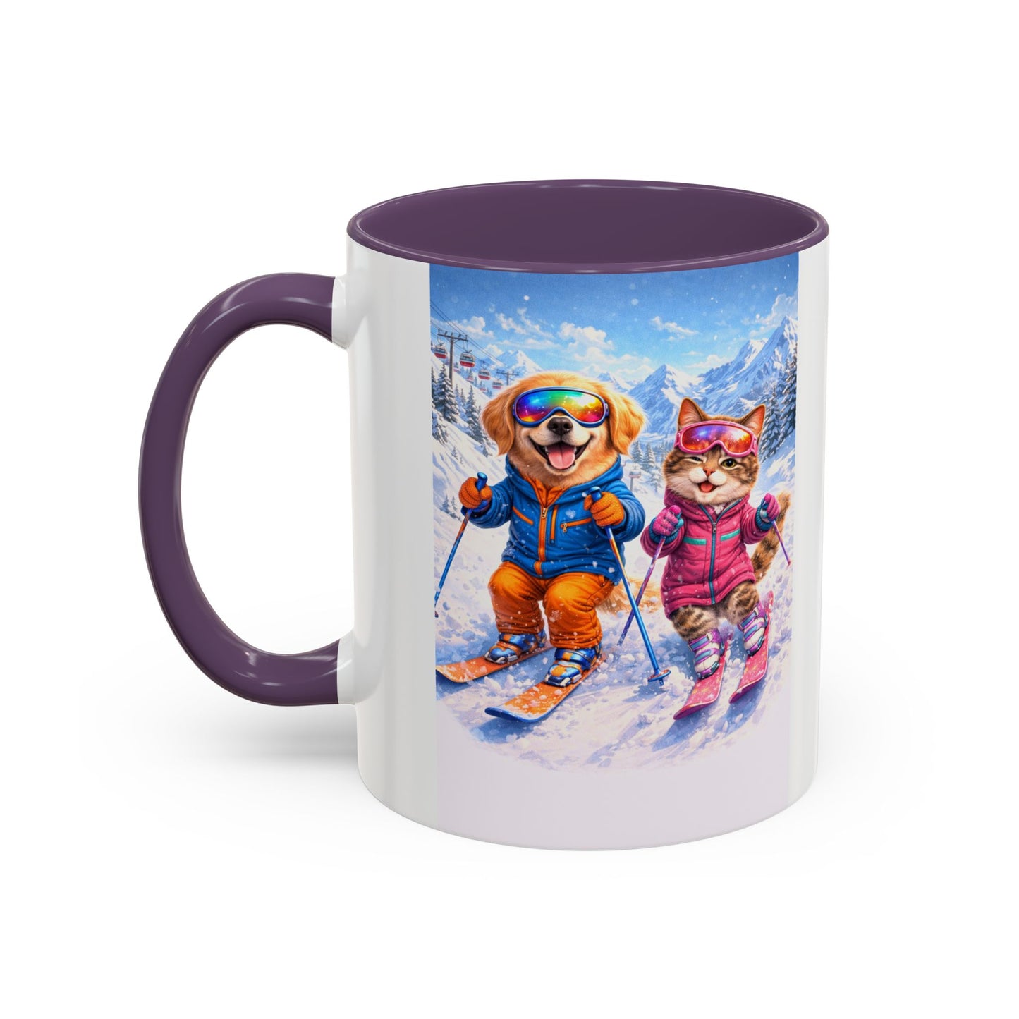 Coffee Mug — Cute Cat & Dog Horse Racing Accent Mug (11/15oz)