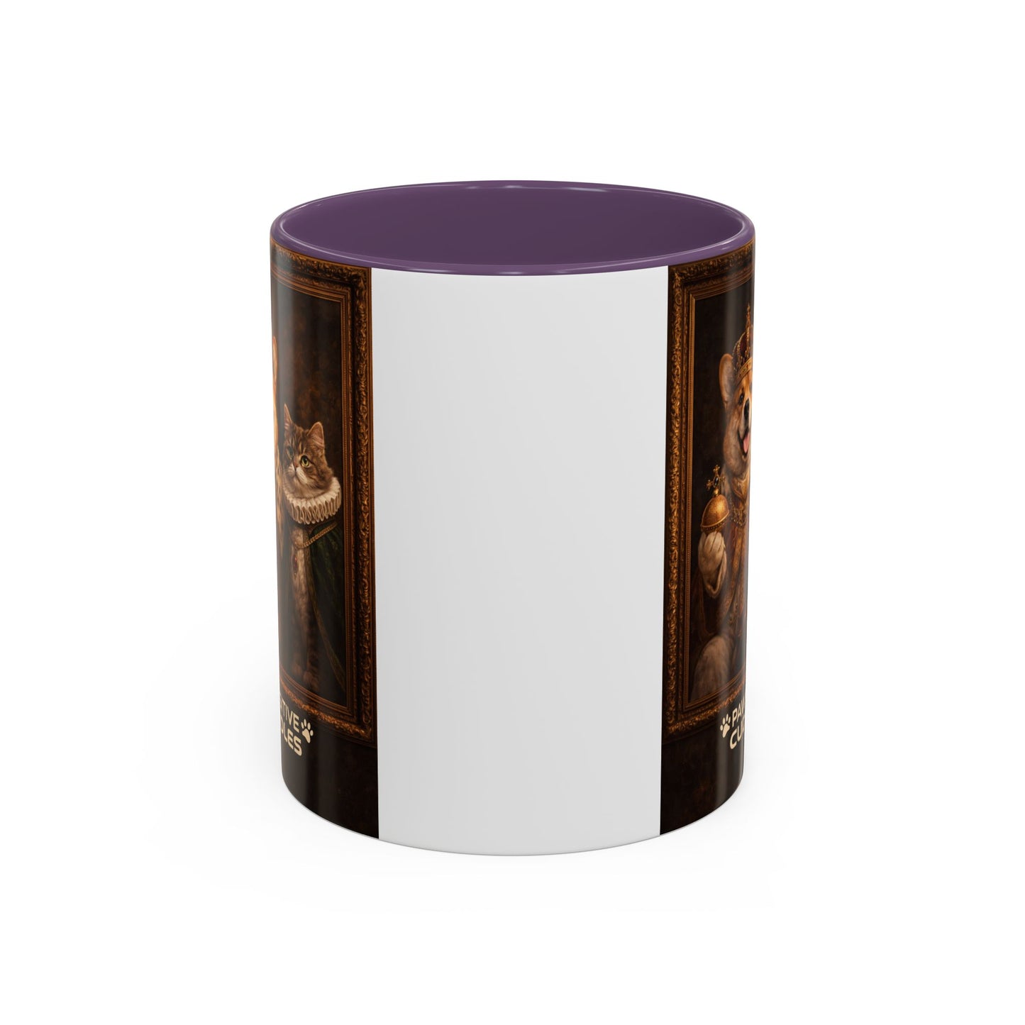 Corgi & Cat Royal Portrait Coffee Mug — "Pawsitive Cuddles" Accent Mug (11/15oz)