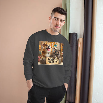 Pawsitive Cuddles Champion Sweatshirt - Cute Pet Lovers Gift, Cozy Dog Cat Apparel, Animal Lover's Hoodie, Pet-Themed Sweatshirt, [...] Printify