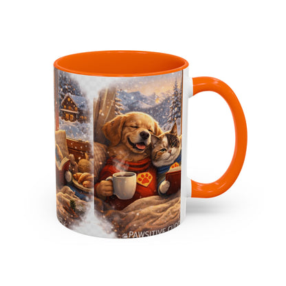 Cozy Winter Pets Coffee Mug — Dog & Cat Hot Cocoa Scenic 11/15oz
