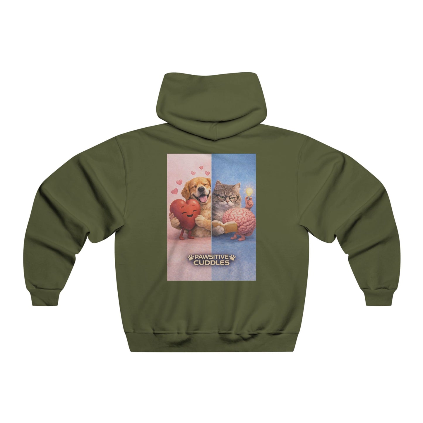 Cozy Paws Hoodie — Cute Cat & Dog Cuddles Graphic Sweatshirt