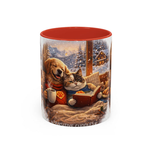 Cozy Winter Pets Coffee Mug — Dog & Cat Hot Cocoa Scenic 11/15oz