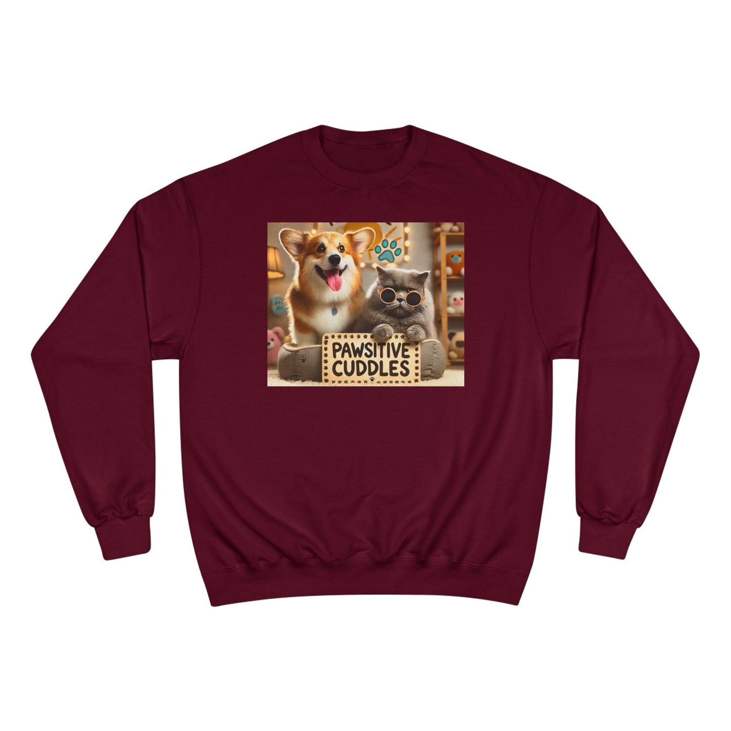 Pawsitive Cuddles Champion Sweatshirt - Cute Pet Lovers Gift, Cozy Dog Cat Apparel, Animal Lover's Hoodie, Pet-Themed Sweatshirt, [...] Printify