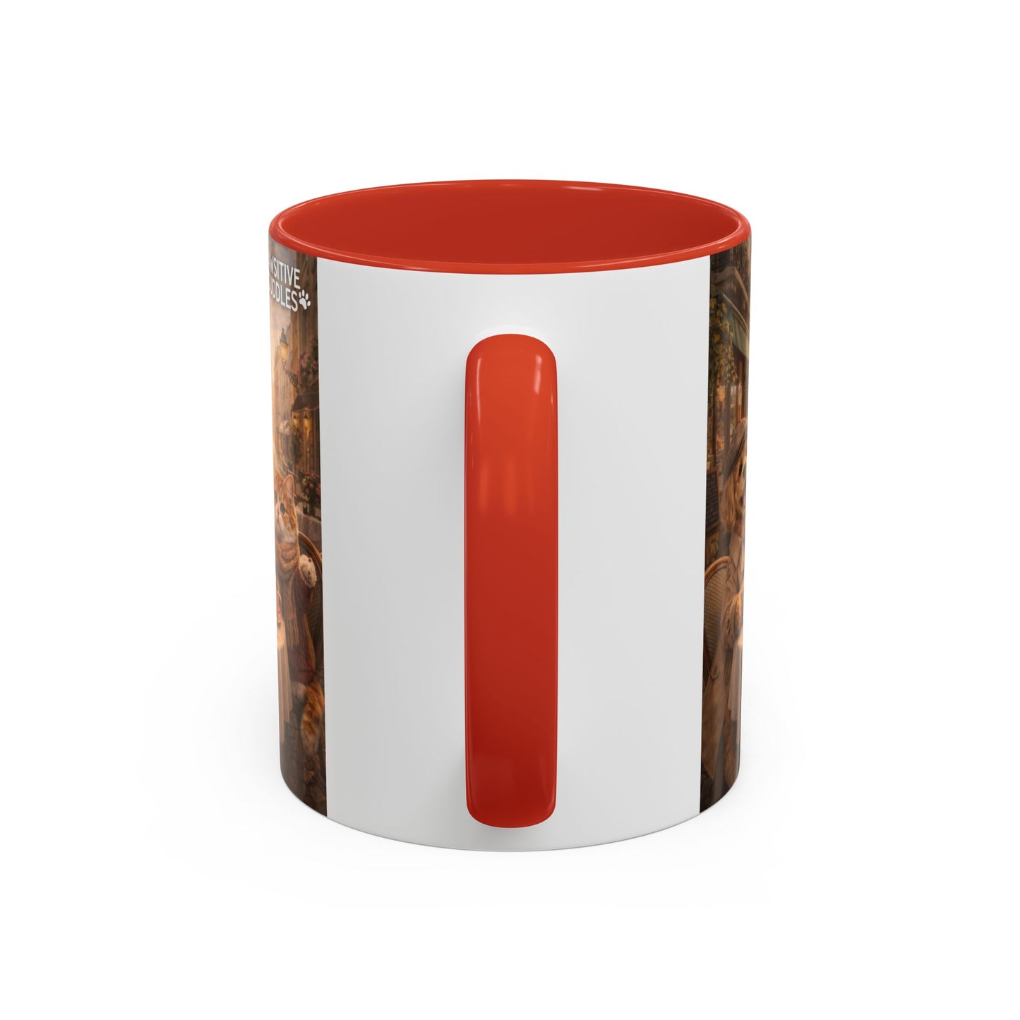 Coffee Mug — 'Pawsitive Cuddles' Cat & Dog Paris Café Accent Mug (11/15oz)