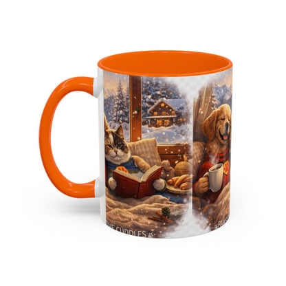 Cozy Winter Pets Coffee Mug — Dog & Cat Hot Cocoa Scenic 11/15oz