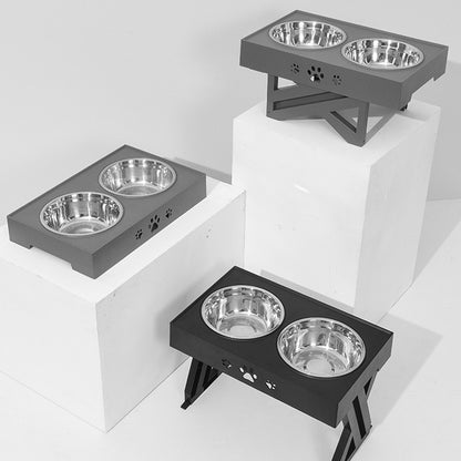 Stainless Steel Abs Adjustable Dog Bowl Pet Food Bowl - Pawsitive Cuddles