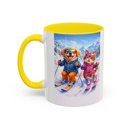 Coffee Mug — Cute Cat & Dog Horse Racing Accent Mug (11/15oz)