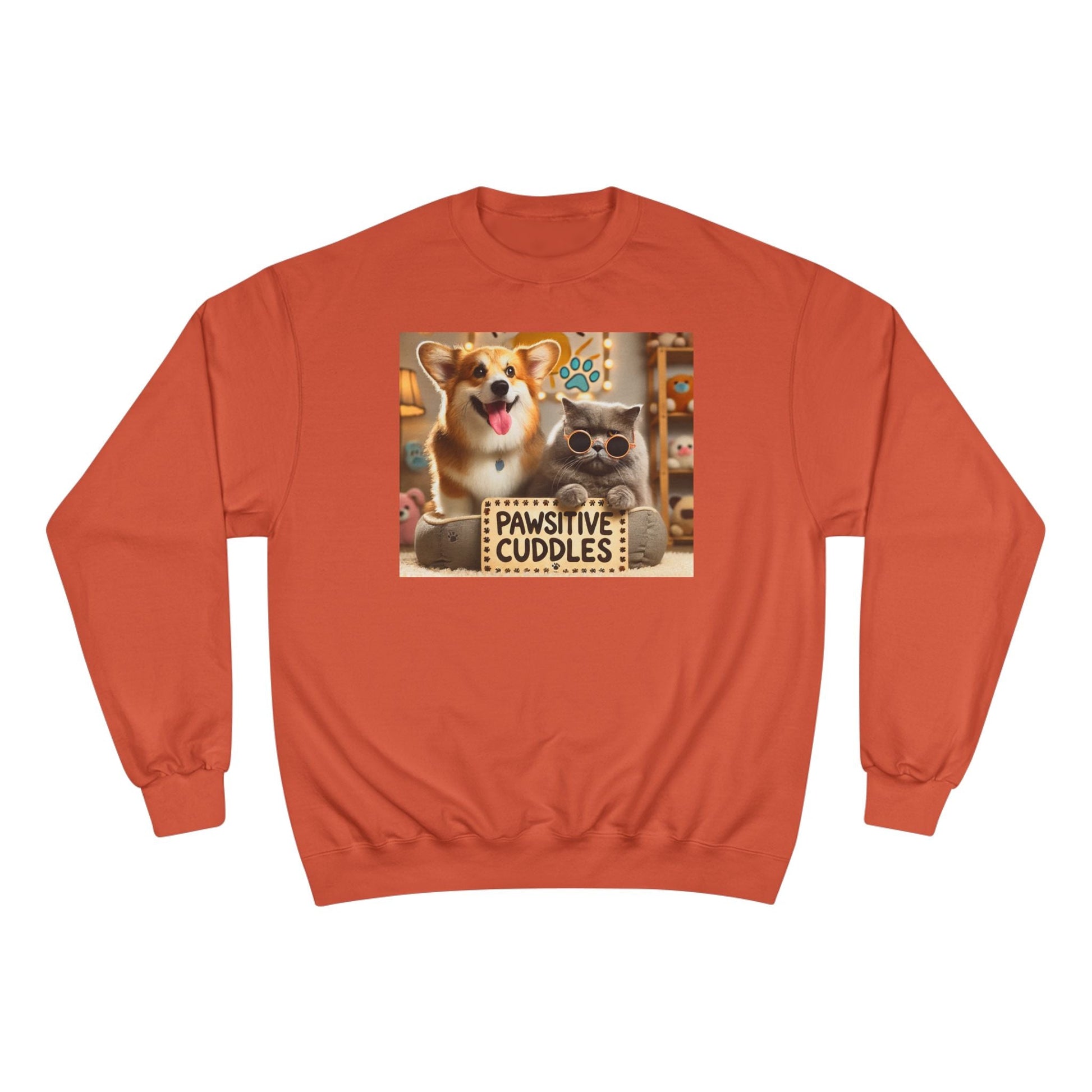 Pawsitive Cuddles Champion Sweatshirt - Cute Pet Lovers Gift, Cozy Dog Cat Apparel, Animal Lover's Hoodie, Pet-Themed Sweatshirt, [...] Printify