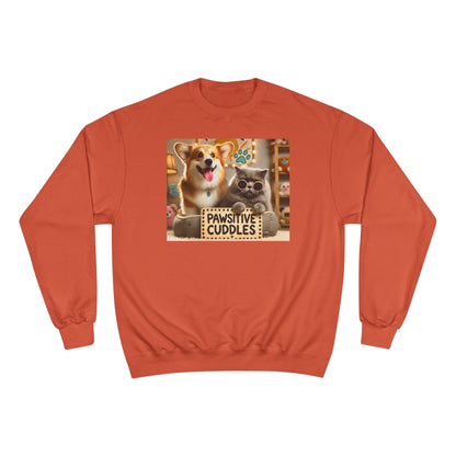 Pawsitive Cuddles Champion Sweatshirt - Cute Pet Lovers Gift, Cozy Dog Cat Apparel, Animal Lover's Hoodie, Pet-Themed Sweatshirt, [...] Printify