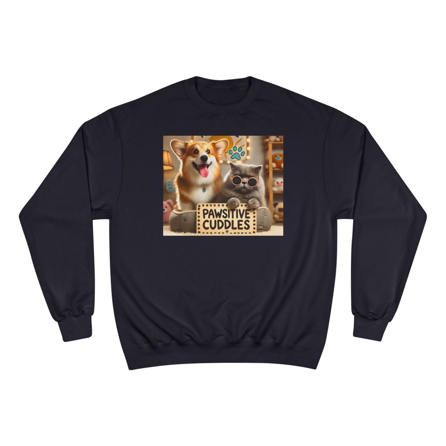 Pawsitive Cuddles Champion Sweatshirt - Cute Pet Lovers Gift, Cozy Dog Cat Apparel, Animal Lover's Hoodie, Pet-Themed Sweatshirt, [...] Printify