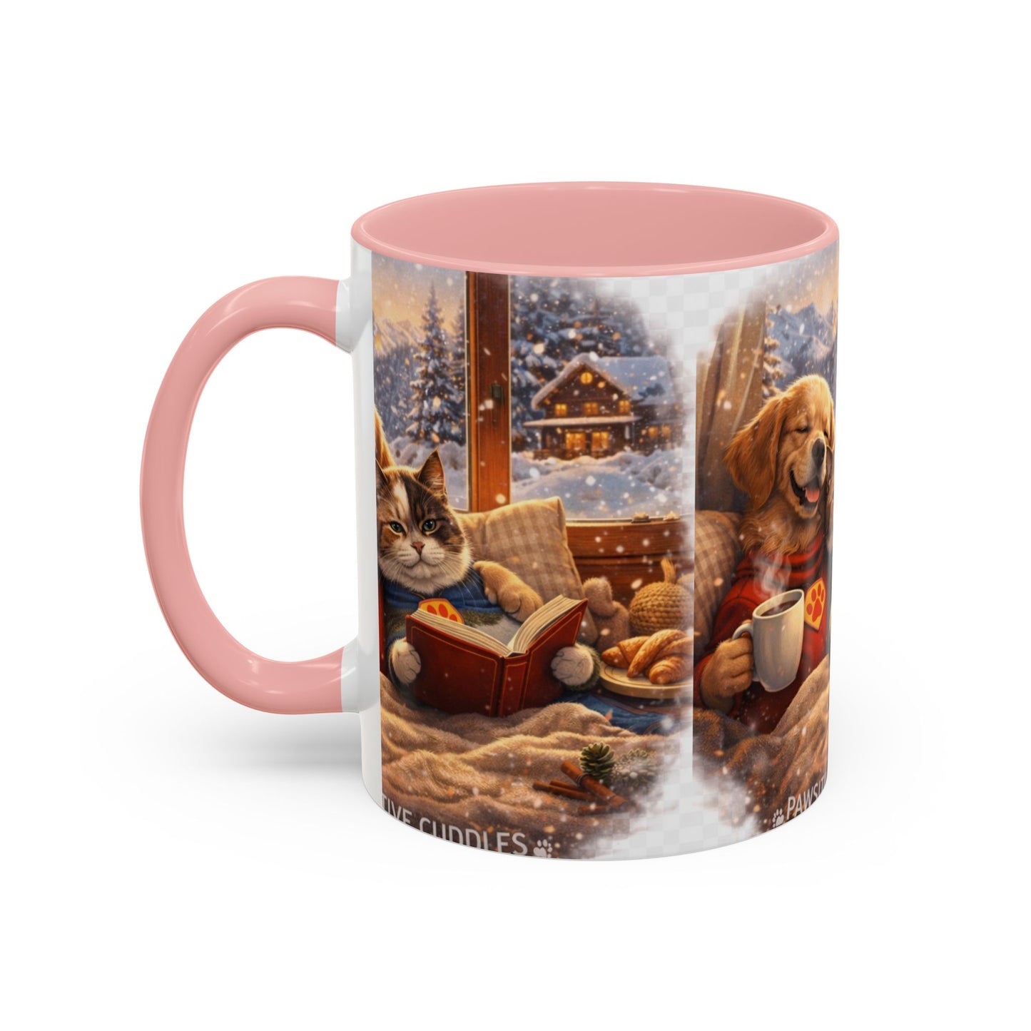 Cozy Winter Pets Coffee Mug — Dog & Cat Hot Cocoa Scenic 11/15oz