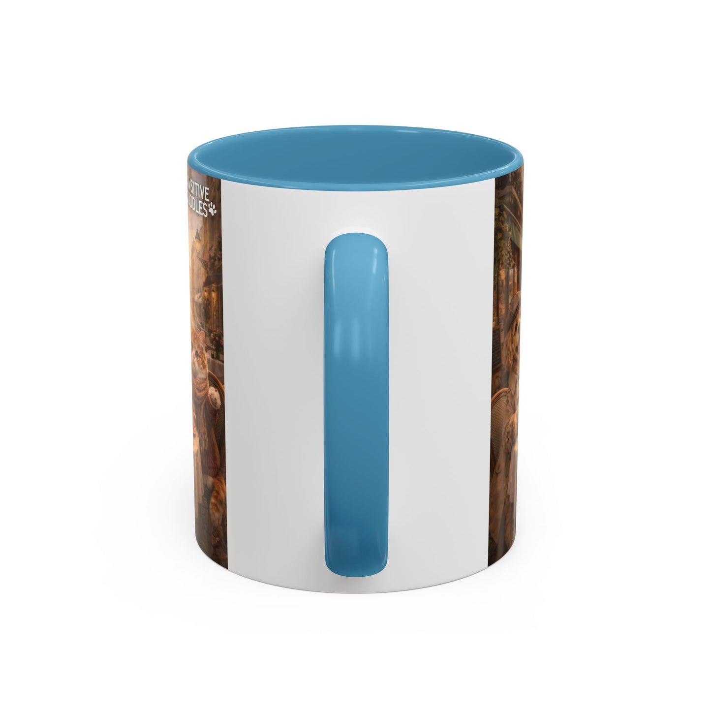 Coffee Mug — 'Pawsitive Cuddles' Cat & Dog Paris Café Accent Mug (11/15oz)