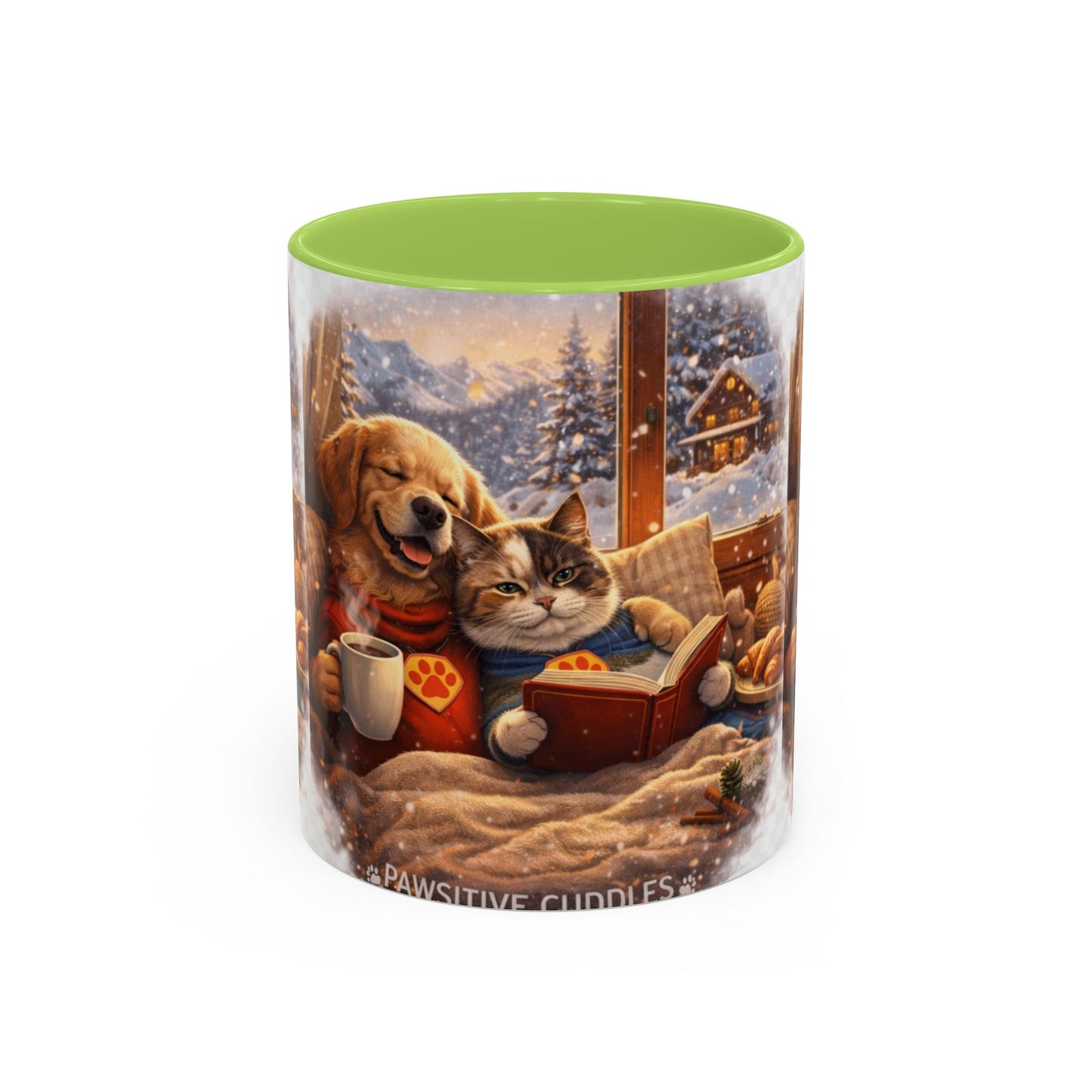Cozy Winter Pets Coffee Mug — Dog & Cat Hot Cocoa Scenic 11/15oz