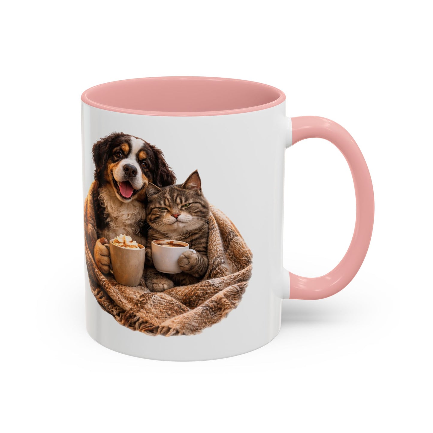 Cozy Pets Coffee Mug — Cat & Dog Snuggled with Hot Cocoa Accent Mug (11/15 oz)