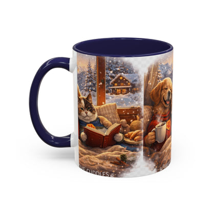 Cozy Winter Pets Coffee Mug — Dog & Cat Hot Cocoa Scenic 11/15oz