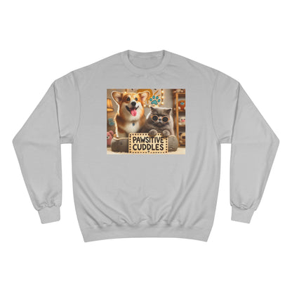Pawsitive Cuddles Champion Sweatshirt - Cute Pet Lovers Gift, Cozy Dog Cat Apparel, Animal Lover's Hoodie, Pet-Themed Sweatshirt, [...] Printify