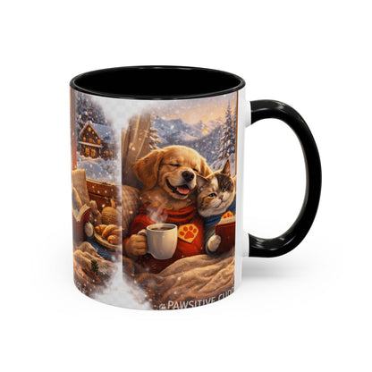 Cozy Winter Pets Coffee Mug — Dog & Cat Hot Cocoa Scenic 11/15oz