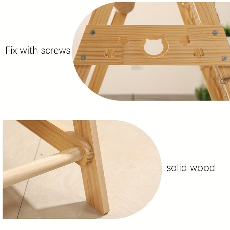Wooden Cat Tower with Scratch Posts - Pawsitive Cuddles