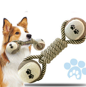 Pet Dumbbell Rope Tennis Ball Chew Toy - Pawsitive Cuddles