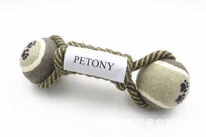 Pet Dumbbell Rope Tennis Ball Chew Toy - Pawsitive Cuddles